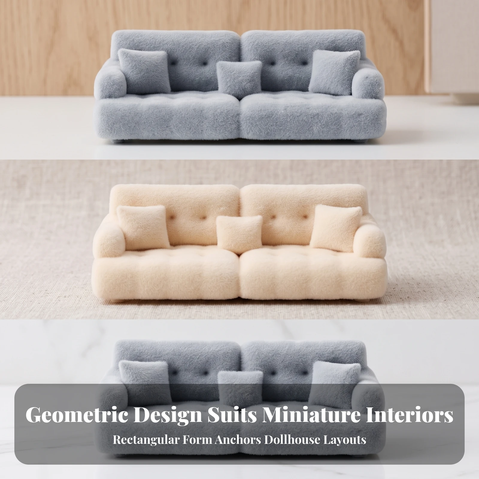 Miniature Sofa with Cushions Soft Dollhouse Sofa with Cushions Dollhouse Couch Realistic Cloth for Diorama Builders