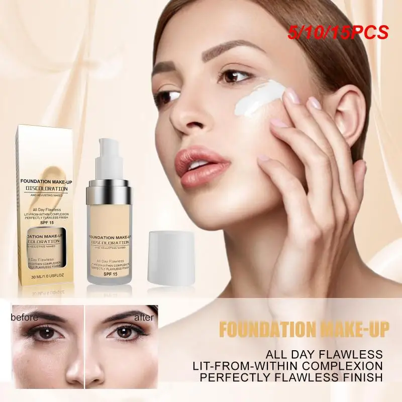 5/10/15PCS Liquid Foundation Long-lasting Moisturizing Waterproof Anti-sweat Not Take Off Makeup Liquid Foundation Base Makeup