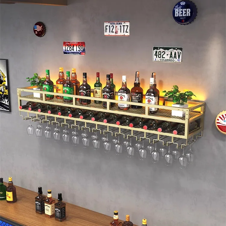 Bar wall-mounted wine rack, dining hall wine cabinet, , hanging glass , creative wine glass rack, upside-down