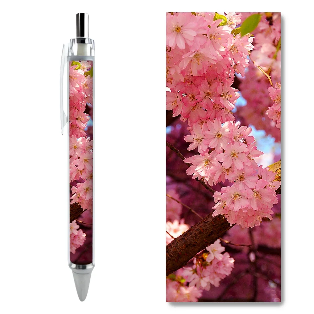 2/4PCS Sakura Blossom HD Photography Vibrant Gel Pens Stationery Creative Luxury Caneta School Writing Supplies Birthday Gifts