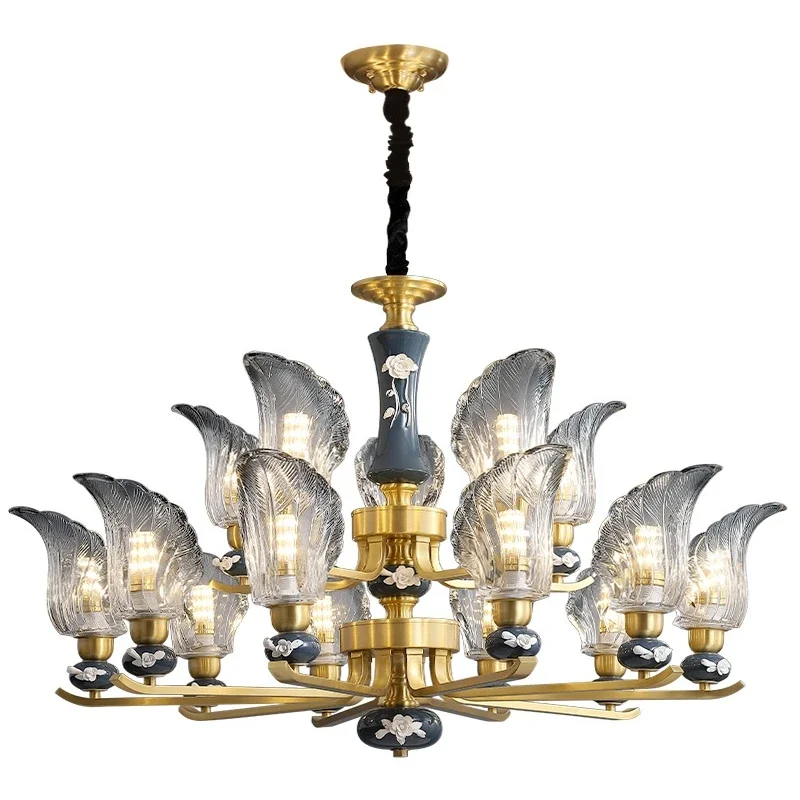 New Multiple Heads Luxury LED Pendant Lamp For Corridor Stairwell Living Room Bedroom Kitchen Hotel E14 Light Source Chandelier