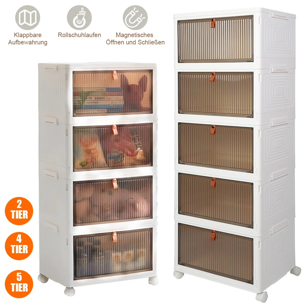 Armoire de rangement à 5/4/2 niveaux, coffre de rangement pliable, boîte de rangement ouverte, boîte de rangement transparente, organisateur de vêtements de garde-robe à domicile