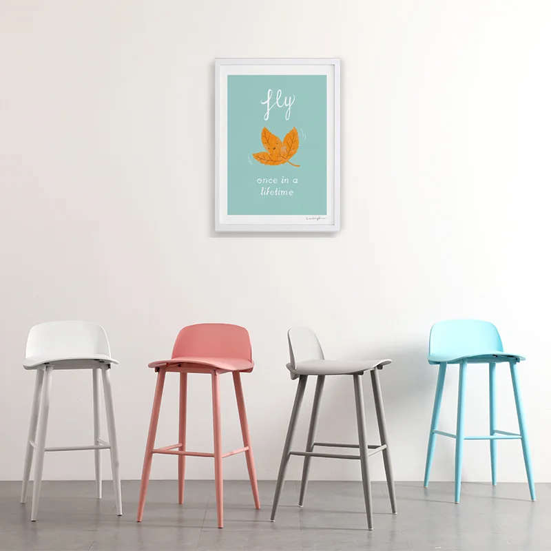 

Nordic bar chair home modern minimalist high chair acrylic backrest Internet celebrity milk tea shop cafe bar chair