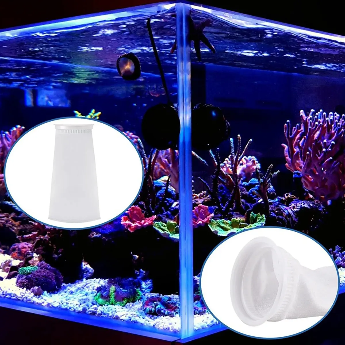 BAAQ 16 Pack of Filter Socks, 200 Micrometres, for Fish Tank/Saline Aquarium, Pond, for Sump/Overflow