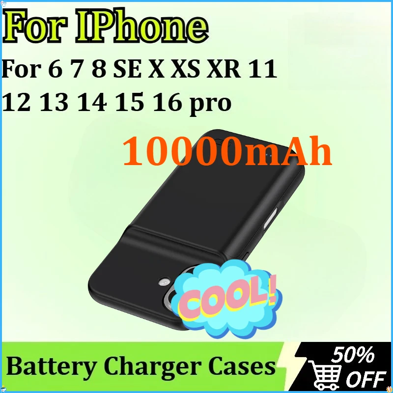 

For IPhone 6 7 8 SE X XS XR 11 12 13 14 15 16 Pro Battery Charger Case Powerbank Backup External Phone Charging Case 10000mAh