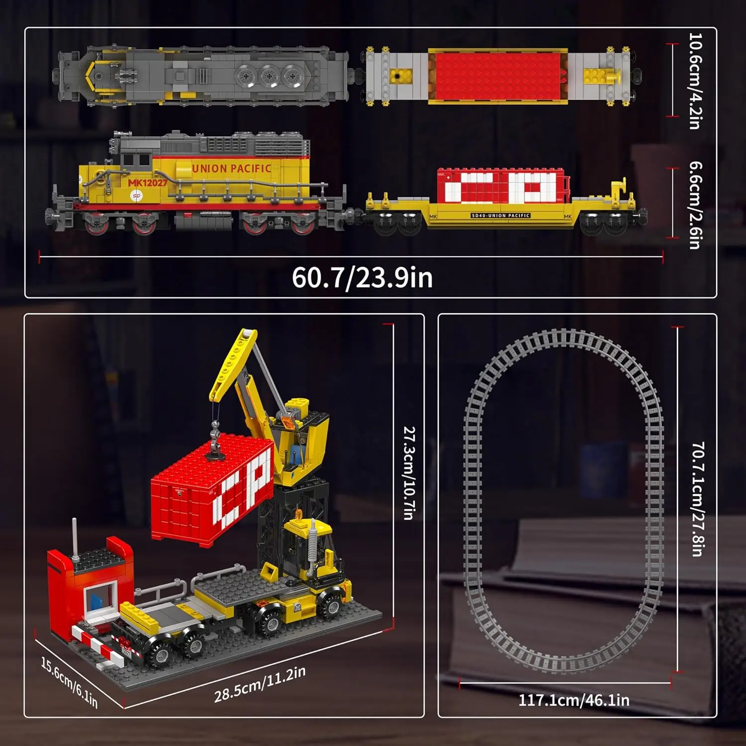 MOULD KING World Train 12027 EMD SD40-2, blocs de construction de Locomotive Diesel, Train ferroviaire télécommandé, ensemble de jouets, cadeau d'anniversaire