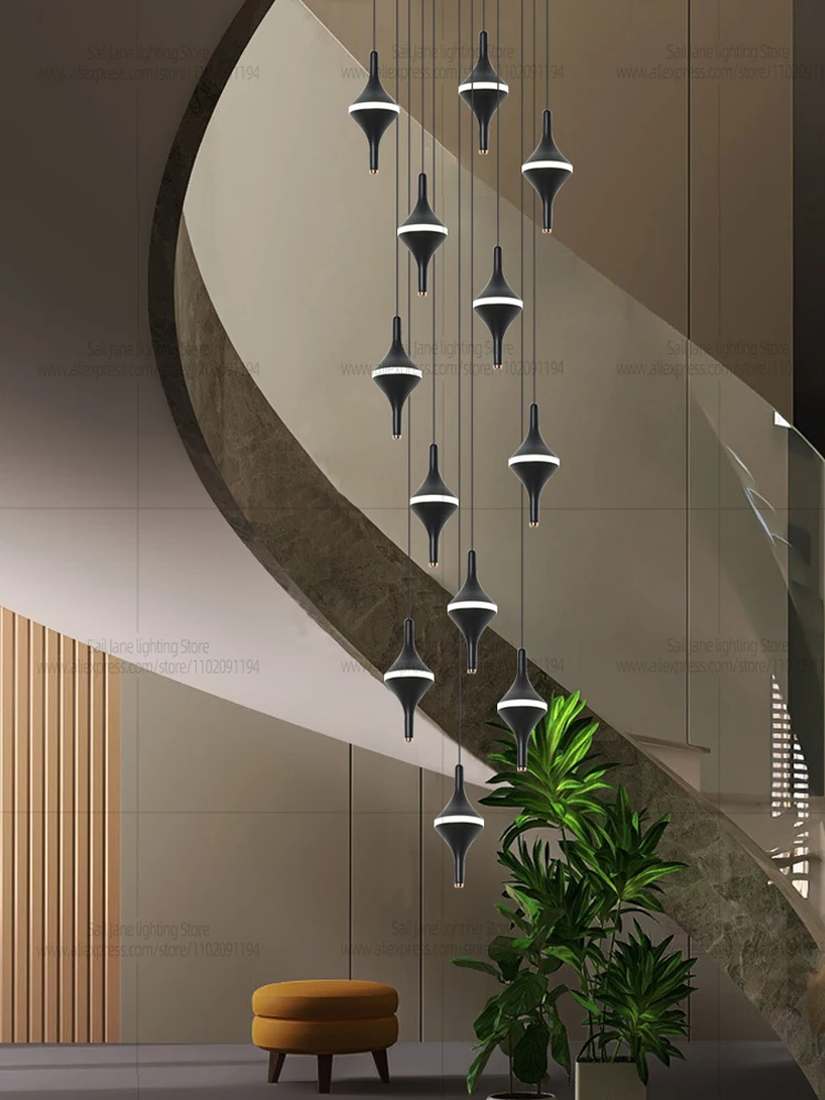 Modern LED Home Decoration Chandelier Nordic Luxury Stairs Pendant Light Villa Living Room Ceiling Light Restaurant Pendent Lamp