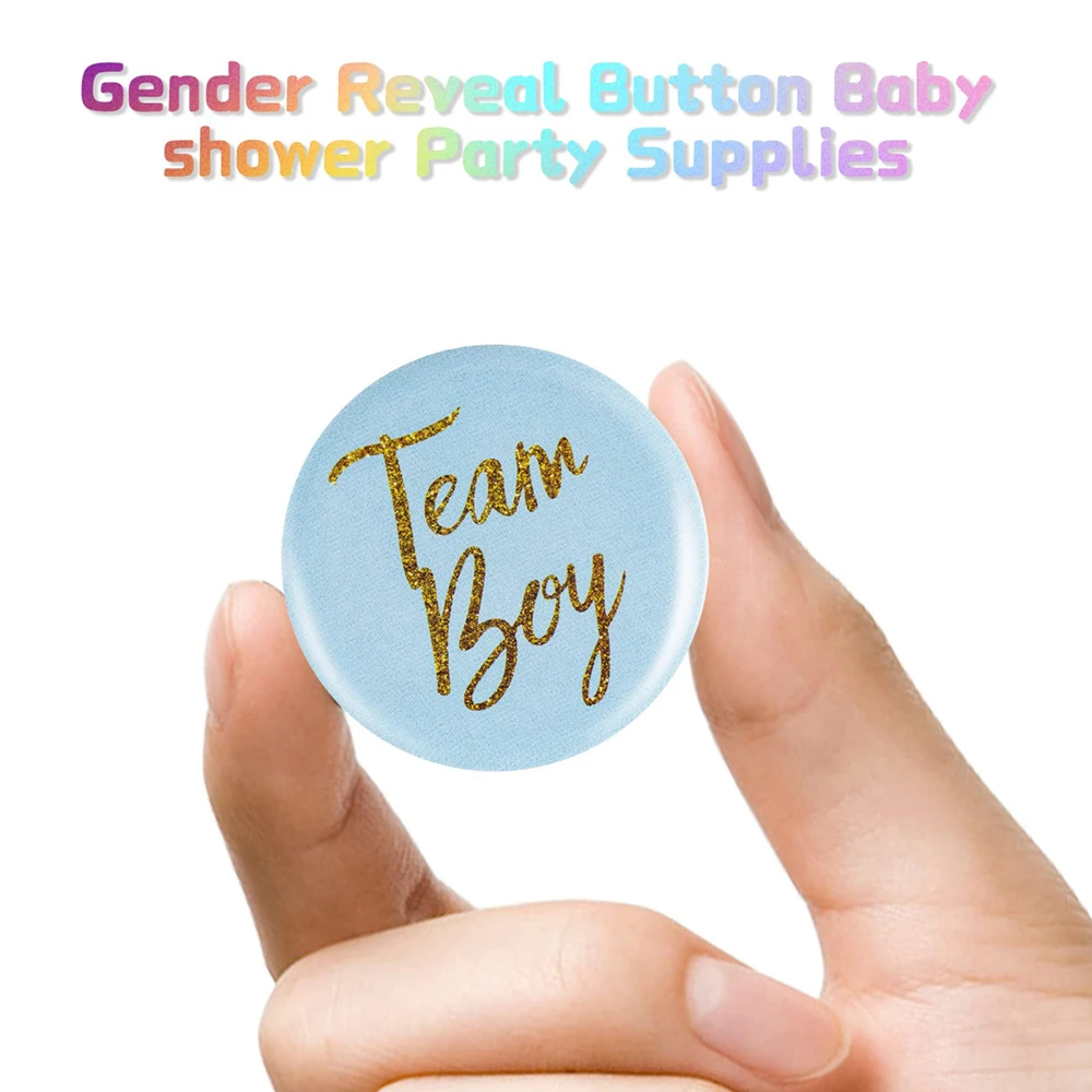 50Pcs/Set Gender Reveal Button Badge Baby Pink Blue Button Pin For Baby Shower Party Favors Gender Reveal Party Supplies