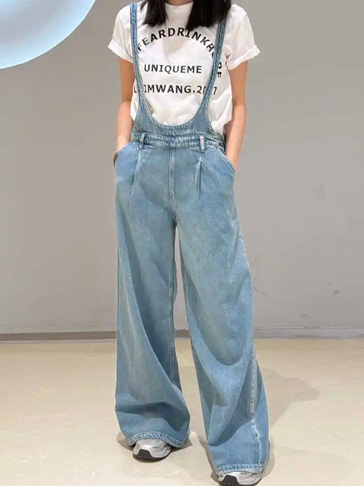 

American Style Hot Girl Heavy Industry Design Hot Diamond Splicing Jeans Retro Loose Lazy and Relaxing Floor Pants