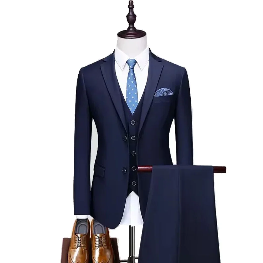 High Quality Men Suits Elegant For Wedding 2 Pieces Blazers 3 Sets Jackets Vest Pants  Business Formal Full Classic Coats