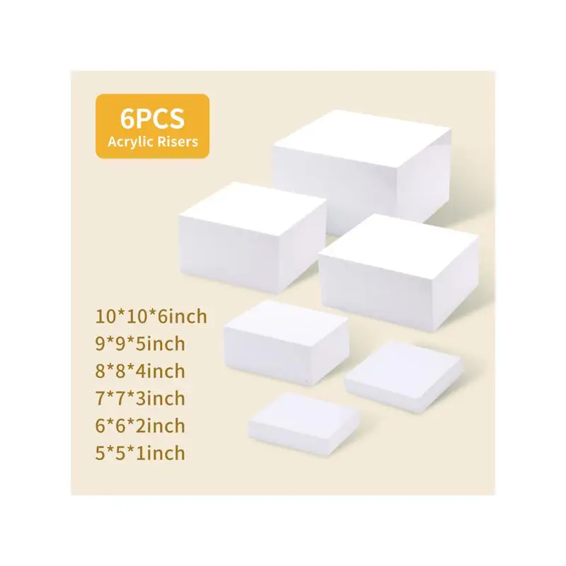 6PCS Premium Food Risers for Buffet Table, Catering & Dessert Stand, Collectibles Display (Sizes 10", 9", 8", 7", 6", 5") -