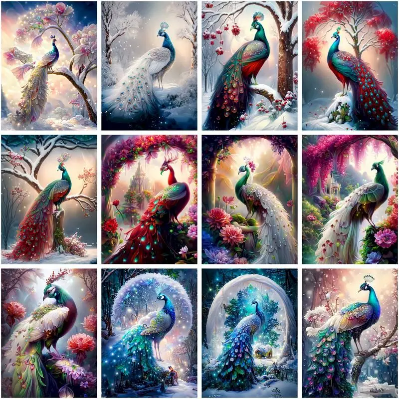 

CHENISTORY Diy Diamond Painting Peacock Kits Diamond Embroidery Animal Mosaic Sale Handmade Home Decor Gift