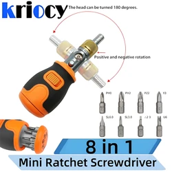 8 in 1 Mini Ratchet Screwdriver Precision Multi Tools Magnetic S2 Bits Household Multi-purpose Pocket Portable Screw Driver Set