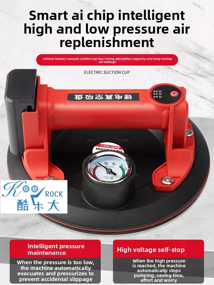 Levantador de vácuo elétrico, reabastecimento automático de ar alimentado por bateria de lítio resistente para vidro de piso de azulejo