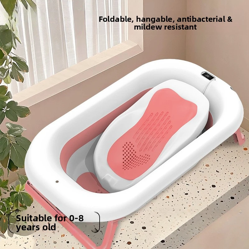 

Large Size Baby Foldable Bath Tub - Safe Bathing Tub for Newborns Infants Toddlers & Kids Essential Children's Bathtub