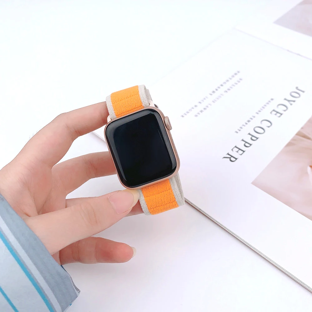 Correa de reloj para Apple Watch Ultra, 49mm, 41mm, 45mm, 44mm, 42mm, 40mm y 38mm, pulsera de nailon elástico iWatch Series 9 8 7 6 5 4 SE 3