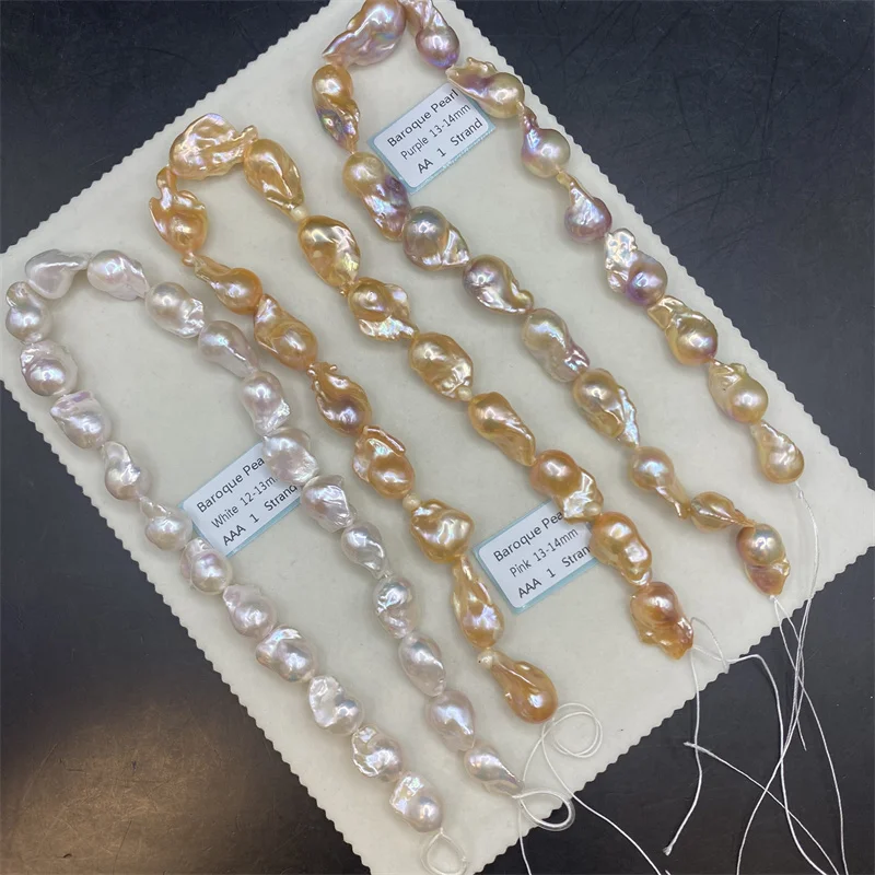 10-17mm A 2A 3A Pink Freshwater Pearl Strand White Loose Baroque Pearls Beads for DIY Necklace Bracelet Pearl Jewelry 38-39cm