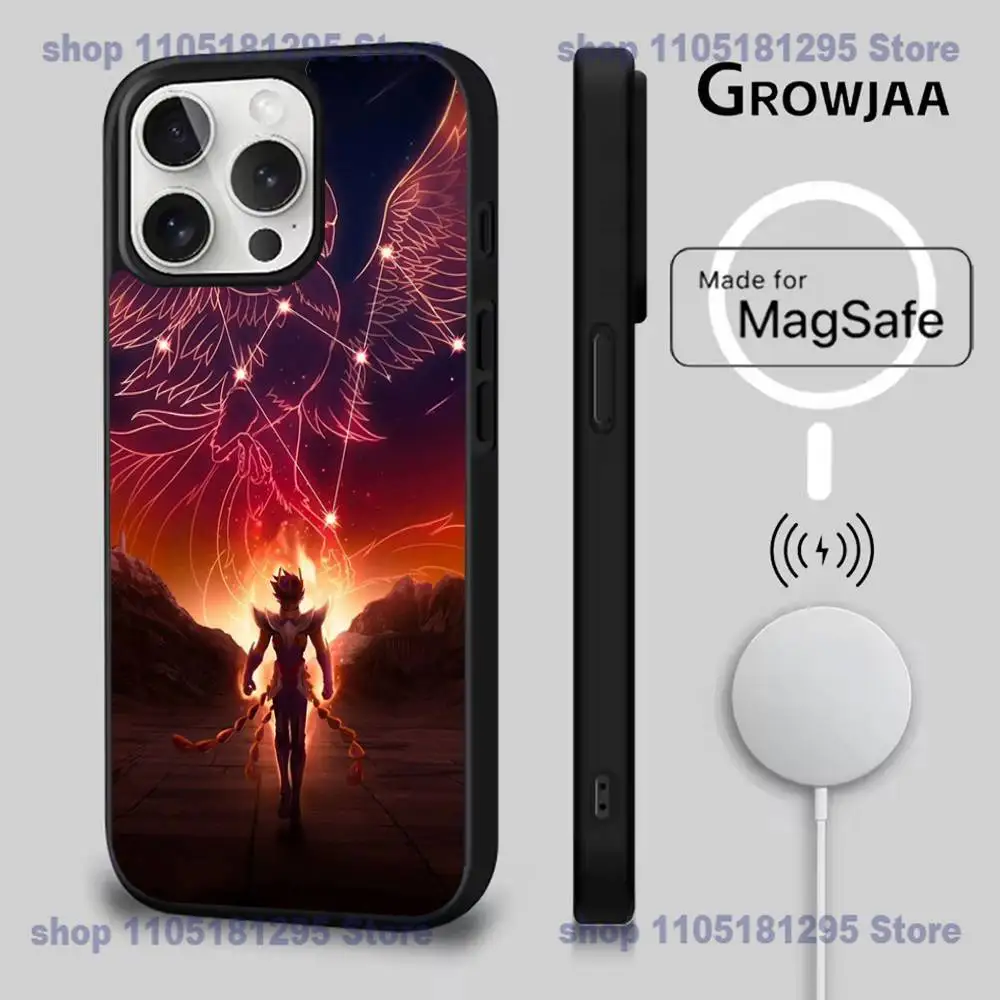 Funda de teléfono S-Saint Seiya Knights para iPhone 17,16,15,14,13,12,11,Pro,Max,Plus,Mini,SE4,E carga inalámbrica magnética Magsafe