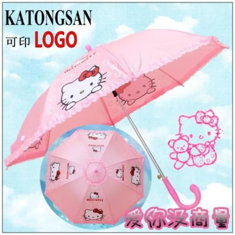 

Hello Kitty new children's semi-automatic long-handled umbrella creative cute girl kawaii student fashion rain gear wholesale