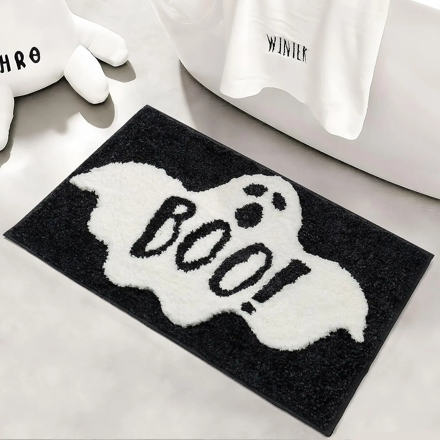 Halloween Theme Creative Rug Pumpkin Head Skull Pattern Features Plush Carpet Bedroom Bedside Decoration Bathroom Floor Mat