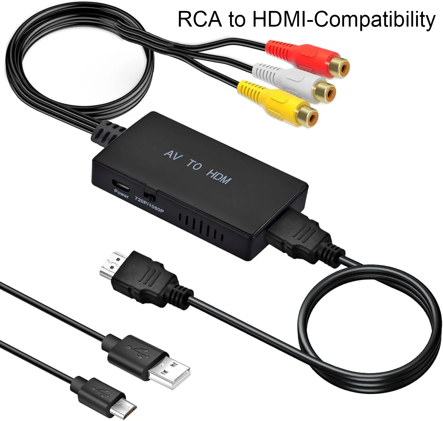 RCA to HDMI-Compatibility AV to For HDMI Adapter 1080P PAL/NTSC Cable For WII U PS one/PS2/PS3/STB/Xbox/VHS/VCR/Blue-Ray DVD