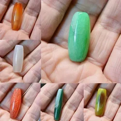 FLTMRH   30mm  Real Natural Tibetan Dzi Agates Stone Beads Retro Vintage Jewelry Antique Green Ruyi Agates Stone Beads for M