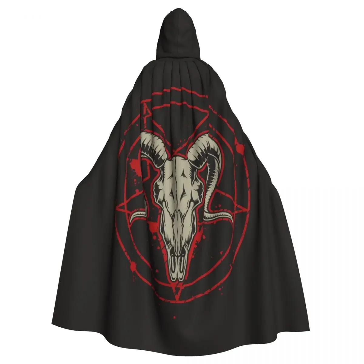 Hooded Cloak Unisex Cloak with Hood Monochrome Vintage Goat Head Cloak Vampire Witch Cape Cosplay Costume