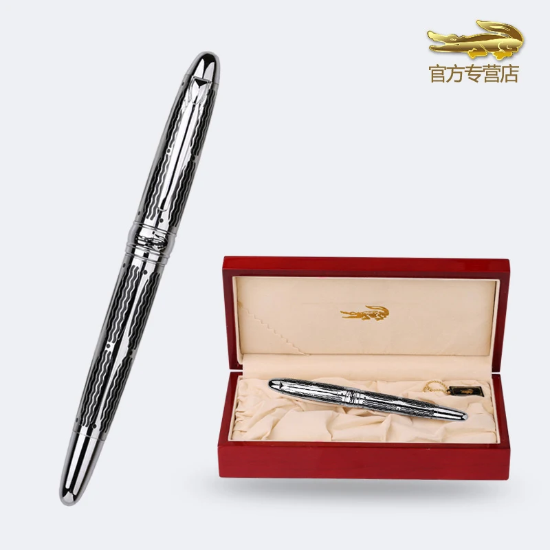 Crocodile 567 Metal Fine Nib 0.5mm Fountain Pen Ripples Pettern Silver & Golden Business CFP001