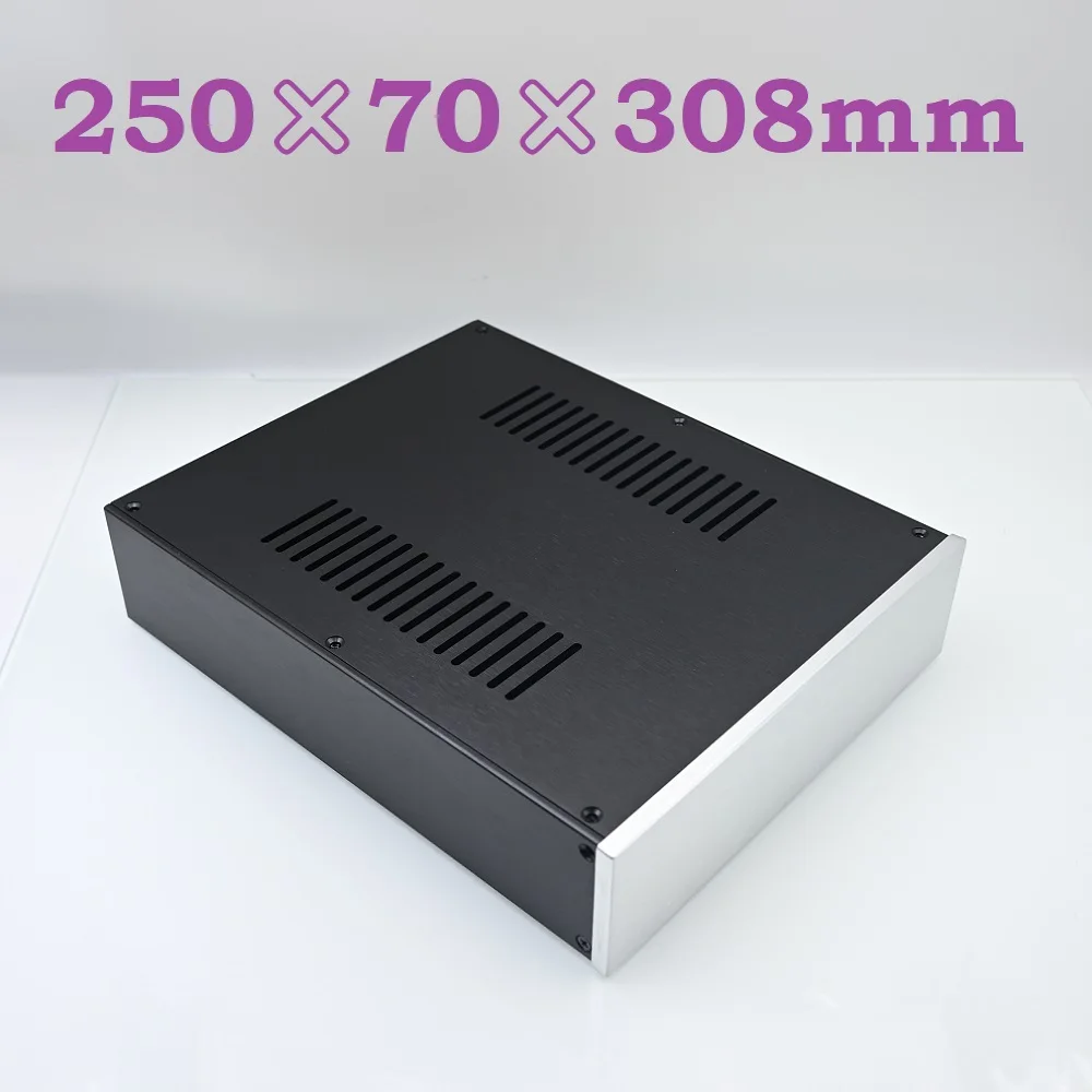 W250 H70 D308 Aluminum Case Hi End Power Amplifier Housing DIY Chassis Blank Panel PSU Box Headphone Amp Home Audio Shell Preamp