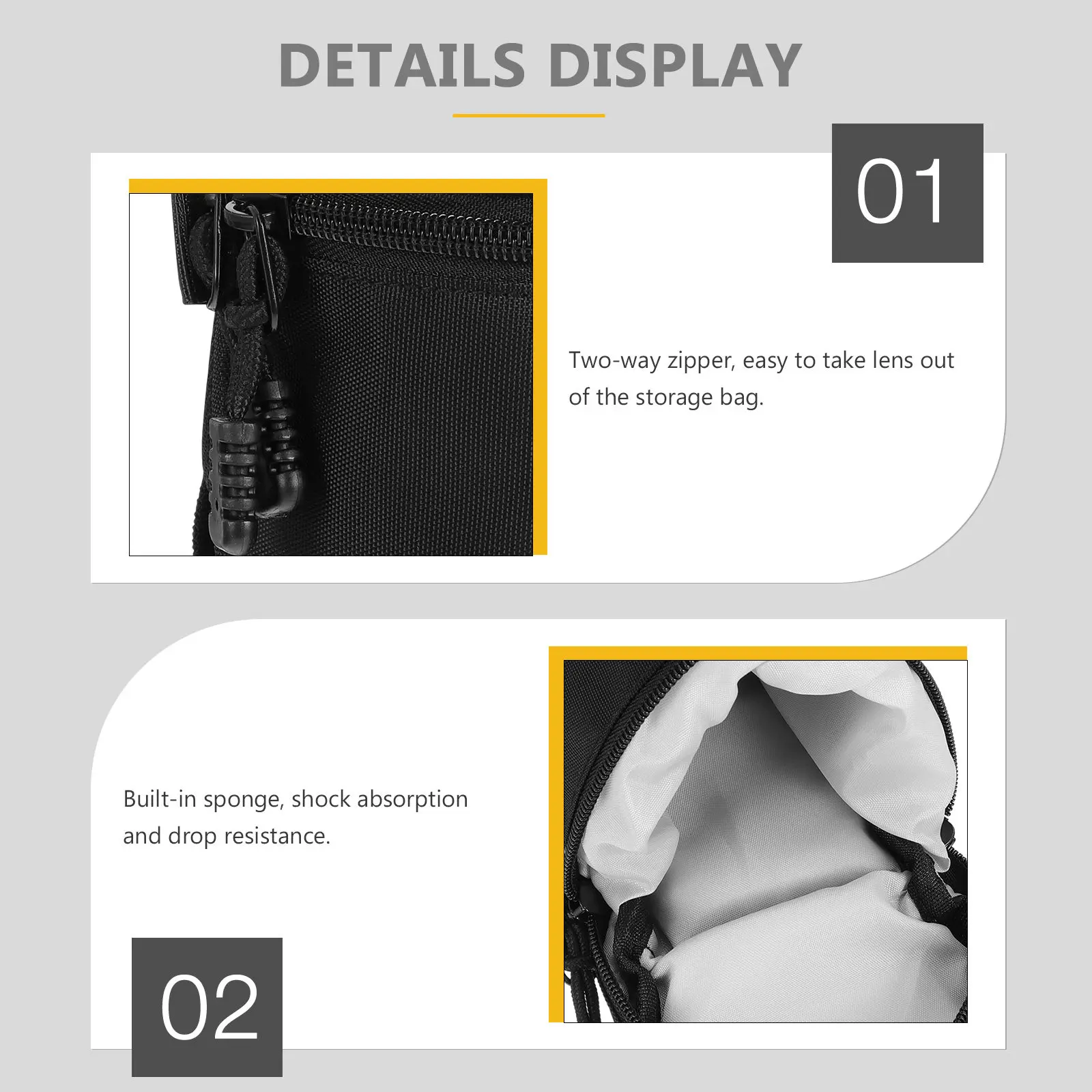 Camera Lens Case Bag Size L Premium Nylon Zipper Lens Pouch Built in Sponge for Dslr Lenses Moisture Dust Scratch Impact