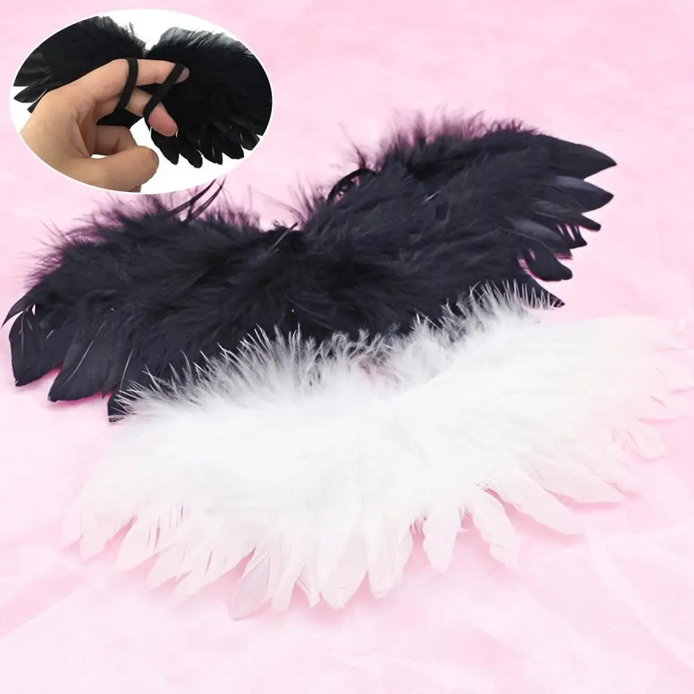 Mini Angel Feather Wings For 15cm 20cm Cotton Doll Plush Stuffed Plushies Elastic Strap Photo Props Doll Clothes Accessories