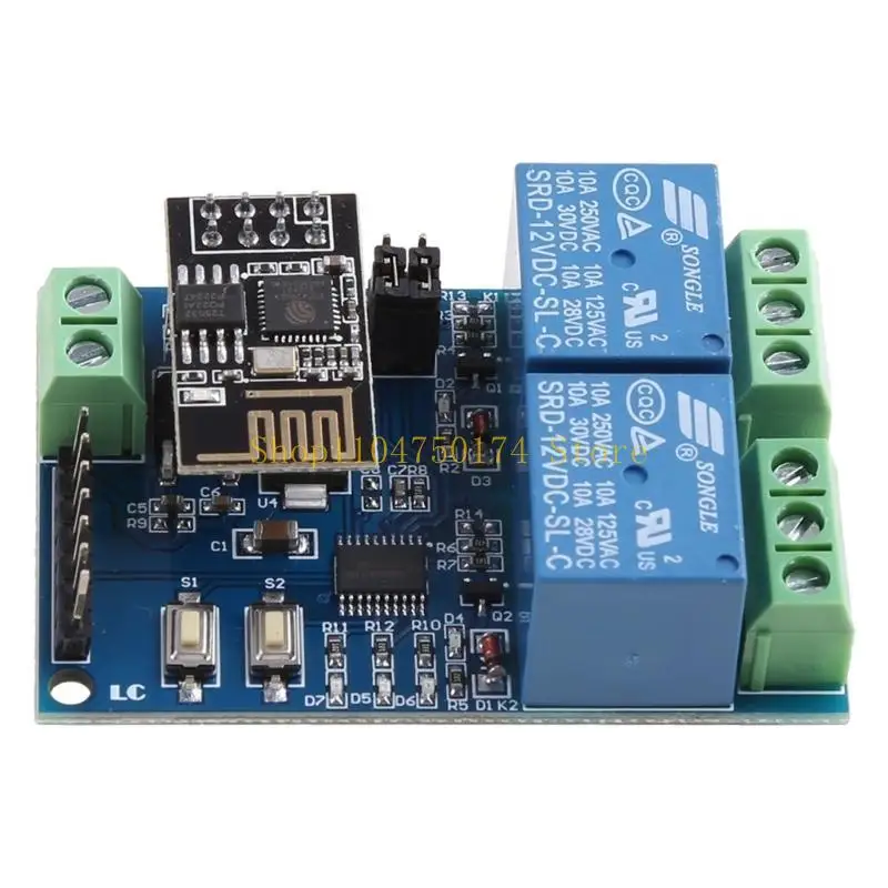 ESP8266 Dual Channel WIFI Module ESP-01 DC12V With and Reset Button Boad Low Level Control Top Sale