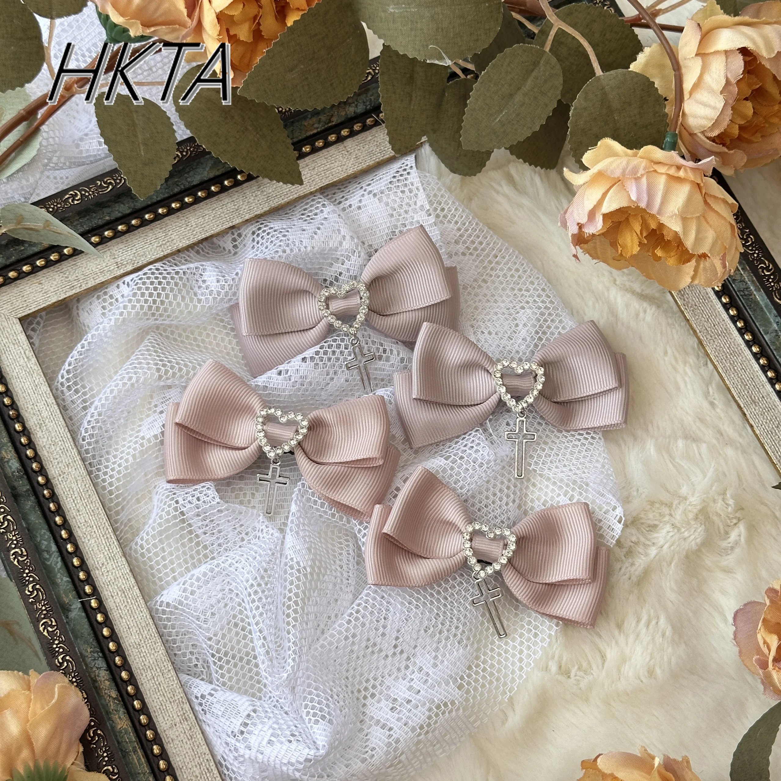 

Japanese Mine Series Mass-produced Hair Clips Girl Sweet Pink Bow Clip Cos Goth Cross Love Hairpin Dark Headdress Edge Clip
