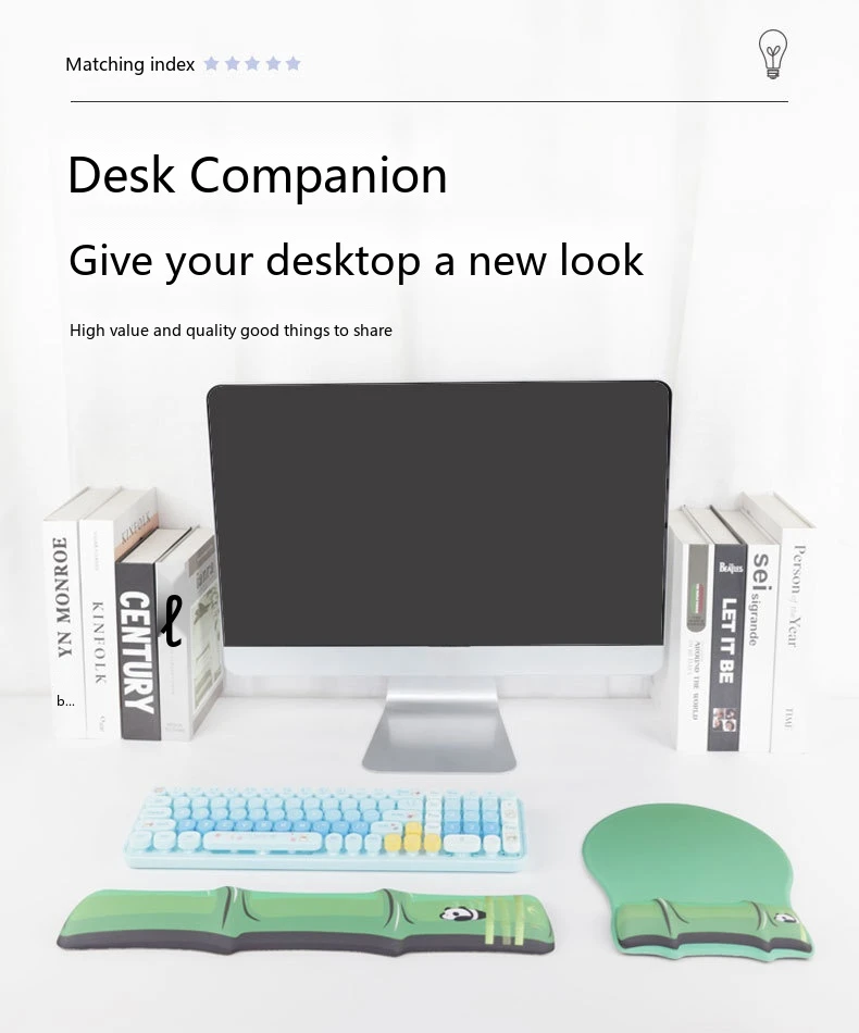 Schaumstoff-Handgelenkauflage Tastatur-Pad-Set Bambus-Design 2 Farben Büro Gaming Ergonomische Rutschfeste Schreibtischunterlage – Detail 5