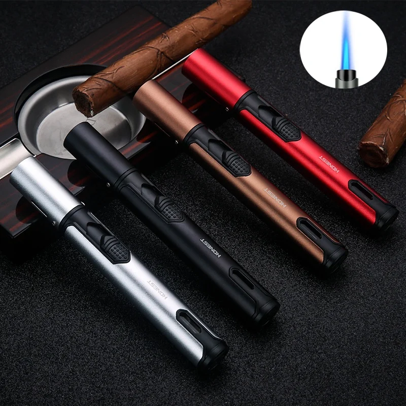 

New HONEST Metal Torch Windproof Lighter Refillable Pen Lighter Jet Flame Butane Lighter Kitchen BBQ Candle Camping Men's Gadget