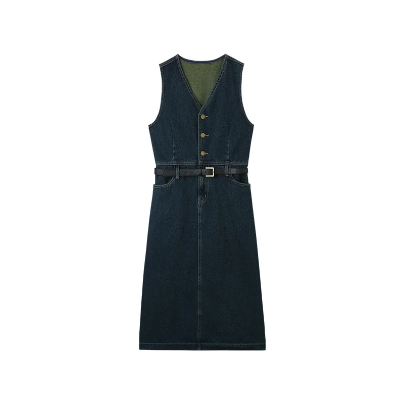 Women Spring Autumn Denim Vest Dress Shirts 1 or 2 Piece Set 2023 Korean Preppy Style Lady Slim Sleeveless Dresse Blouse Outfits