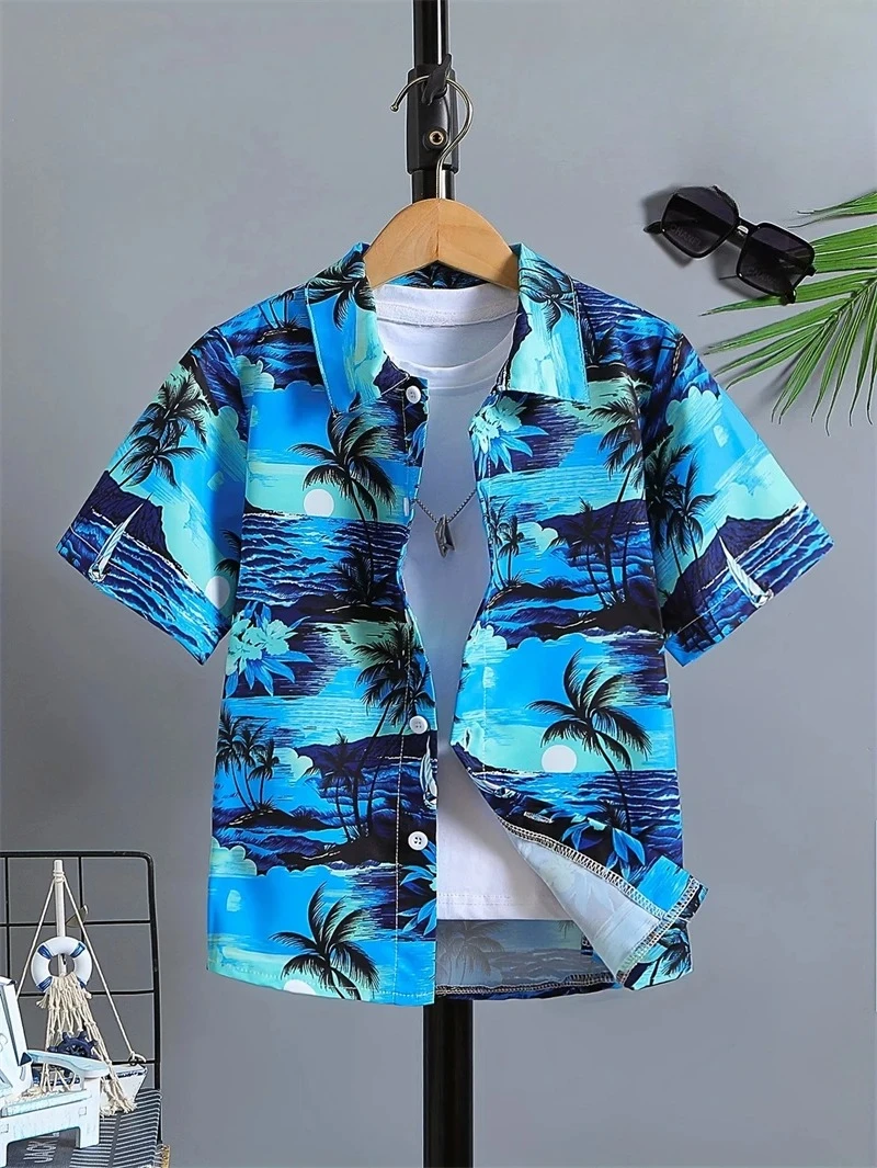 قمصان الأزهار الرجالية هاواي عطلة حزب بلوزة 2025 التلبيب قميص الشاطئ زهرة قمصان قصيرة الأكمام الملابس النسائية #6