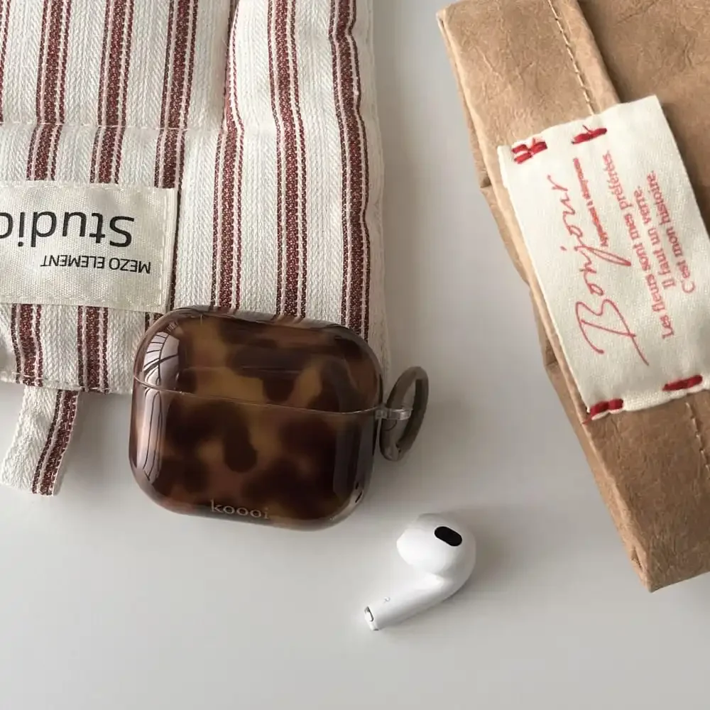 Retro Vintage Amber Leopard Soft Imd Earphone Protective Case for AirPods 1 2 3 Pro 2rd Ins Popular Gift Cover for Woman Girl