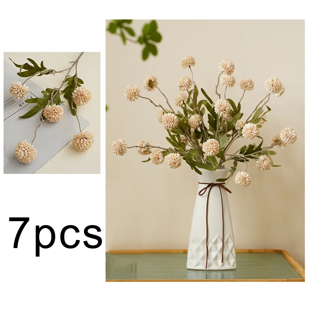 

Artificial Floral Display Gray-white Faux Dandelion Arrangement Cozy Floral Arrangement Living Room Decoration