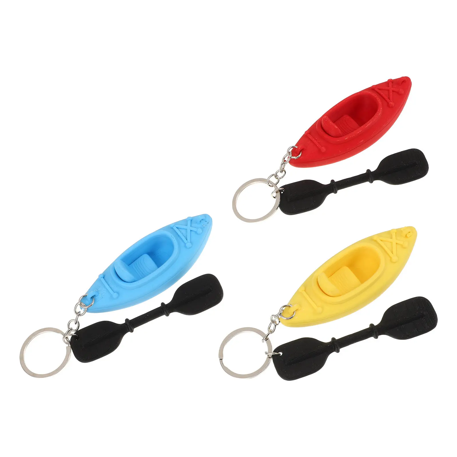 3Pcs Kayak Keychain Set Sporty Aesthetic Boat Design Portable Lightweight Key Ring for Kayaking Accessories Team