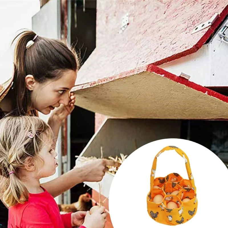 Foldable Eggs Collection Basket 7 Pockets Chicken Eggs Storage Bag Convenient Collecting Bag for Home Farm Garden Use