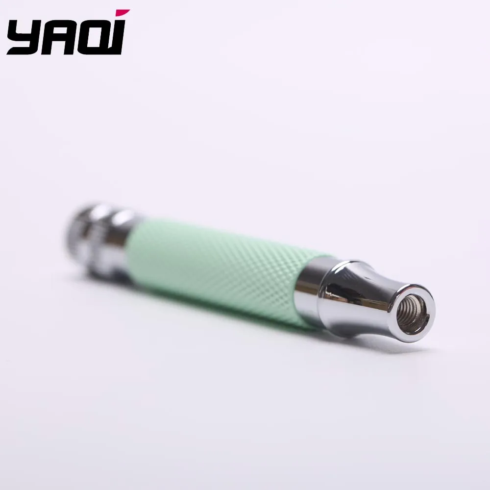 YAQI Pistachio Green and Chrome Color Brass Men Safety Razor Handle