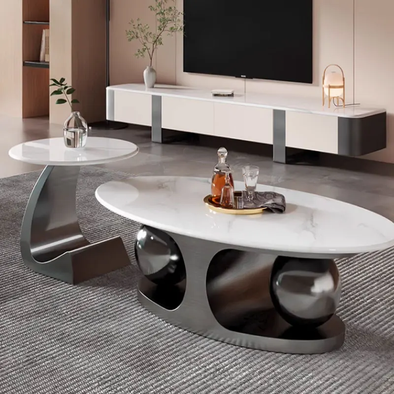Household light luxury natural marble coffee table, living room special-shaped high-end combination side table