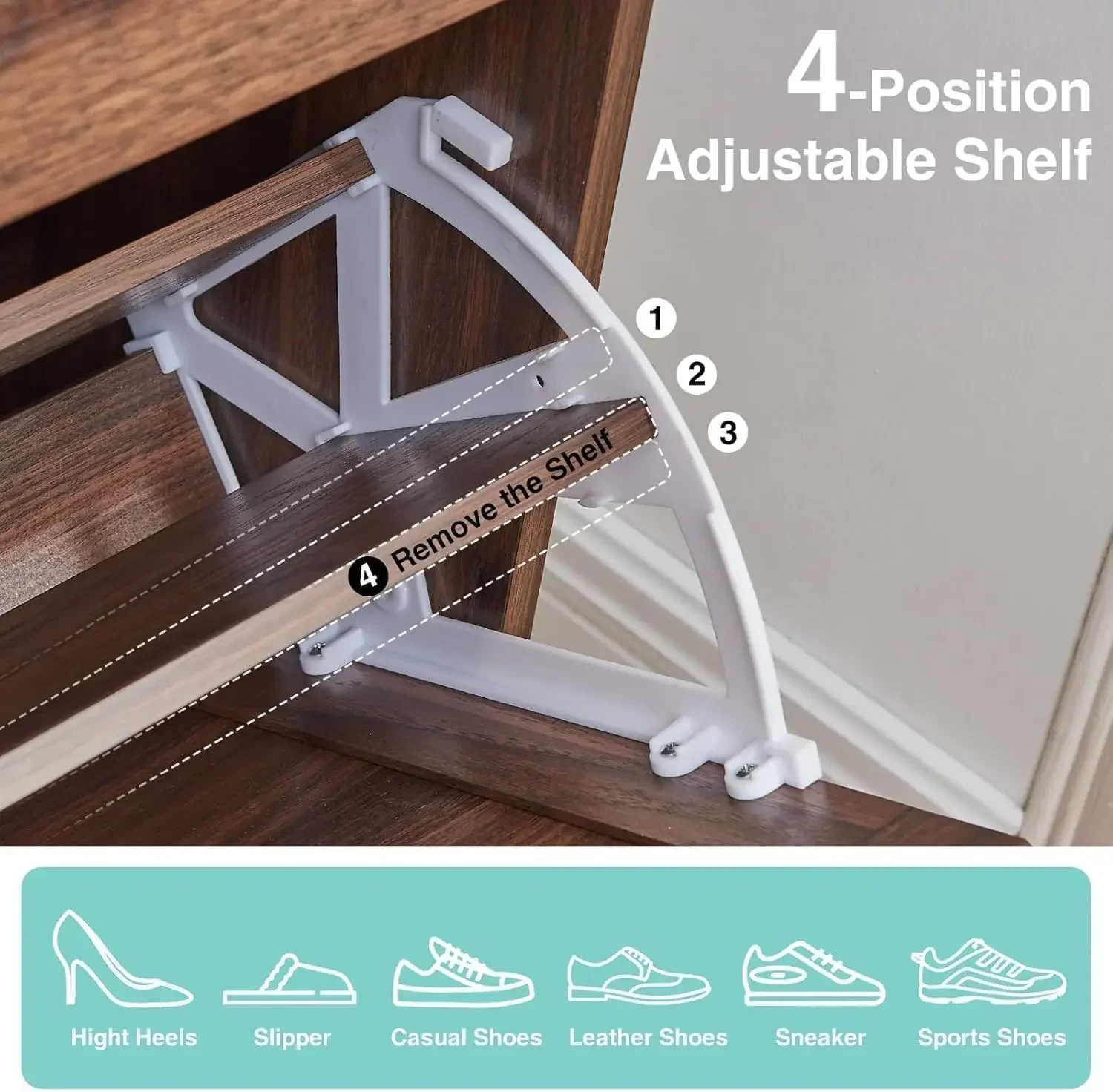 StorageShoe Organizer with 2 Flip Drawers & Barn Door  Hidden Slim Narrow Shoe Rack