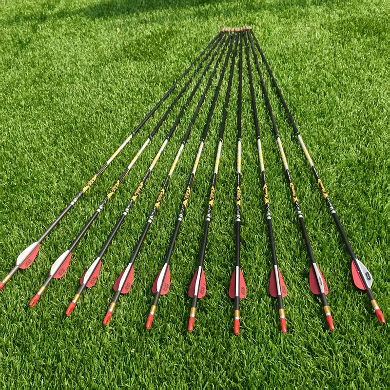 

6/12pcs Archery 30.5'' Carbon Arrows Shaft Spine350-900 Compound Recurve Bow Traditional Longbow Hunting Shooting