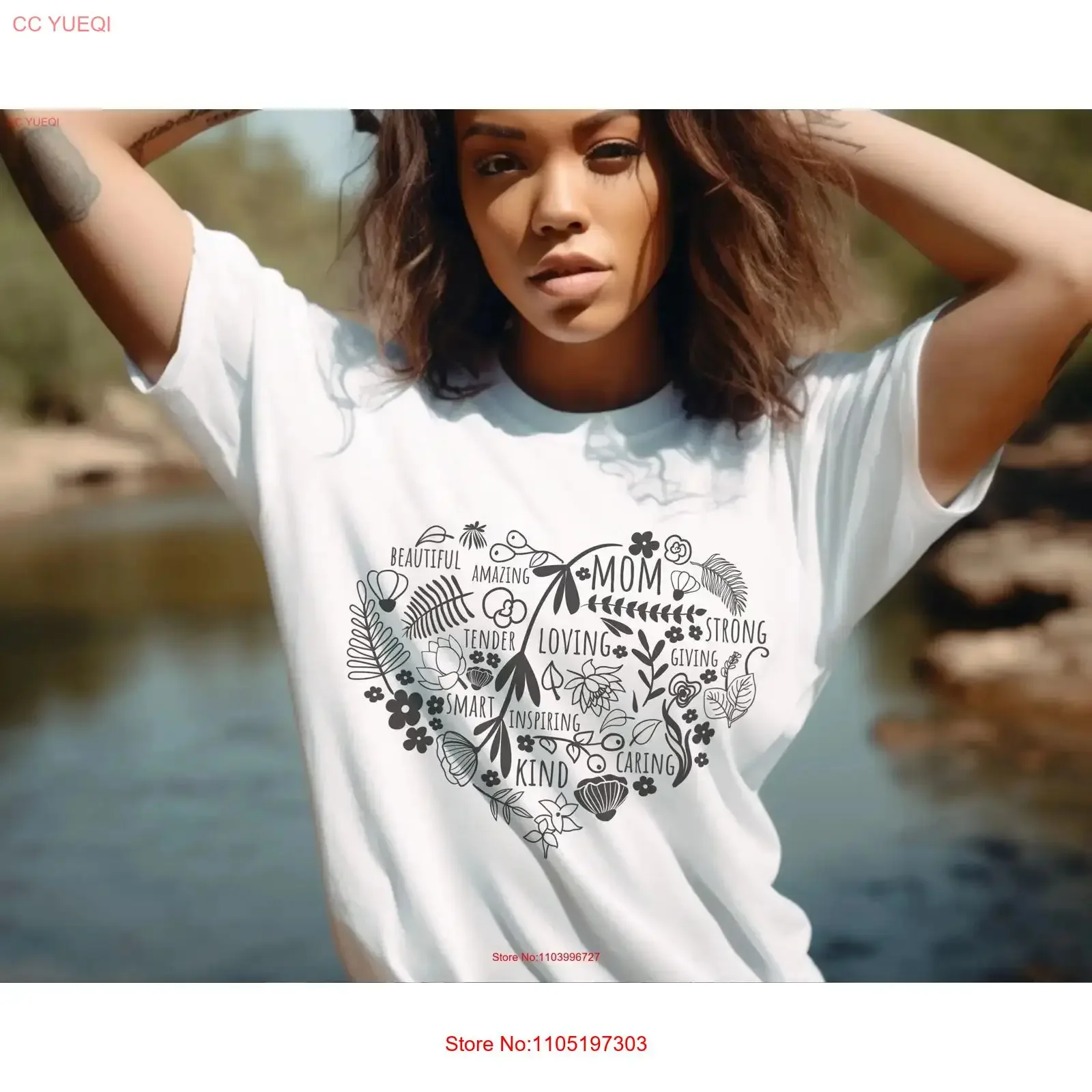 

Футболка с сердечком и цветочным принтом для мамы, слова доброты на День матери, женская винтажная стираная мягкая футболка унисекс с цветочным принтом мамы