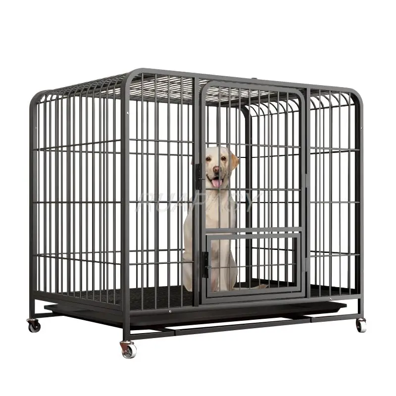 Imagem -04 - Metal Movable Dog Crate Pet Dog Cage Inclui Panela à Prova de Vazamento Dog House com wc Bandeja Removível Caixa de Exercício