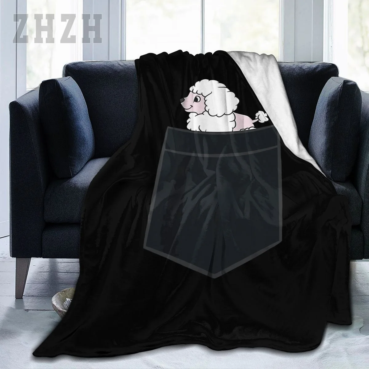 Blanket Poodle Dog In Pocket Funny Poodle Flannel Multifunction Outdoor Camping Sofa Cover Keep Warm