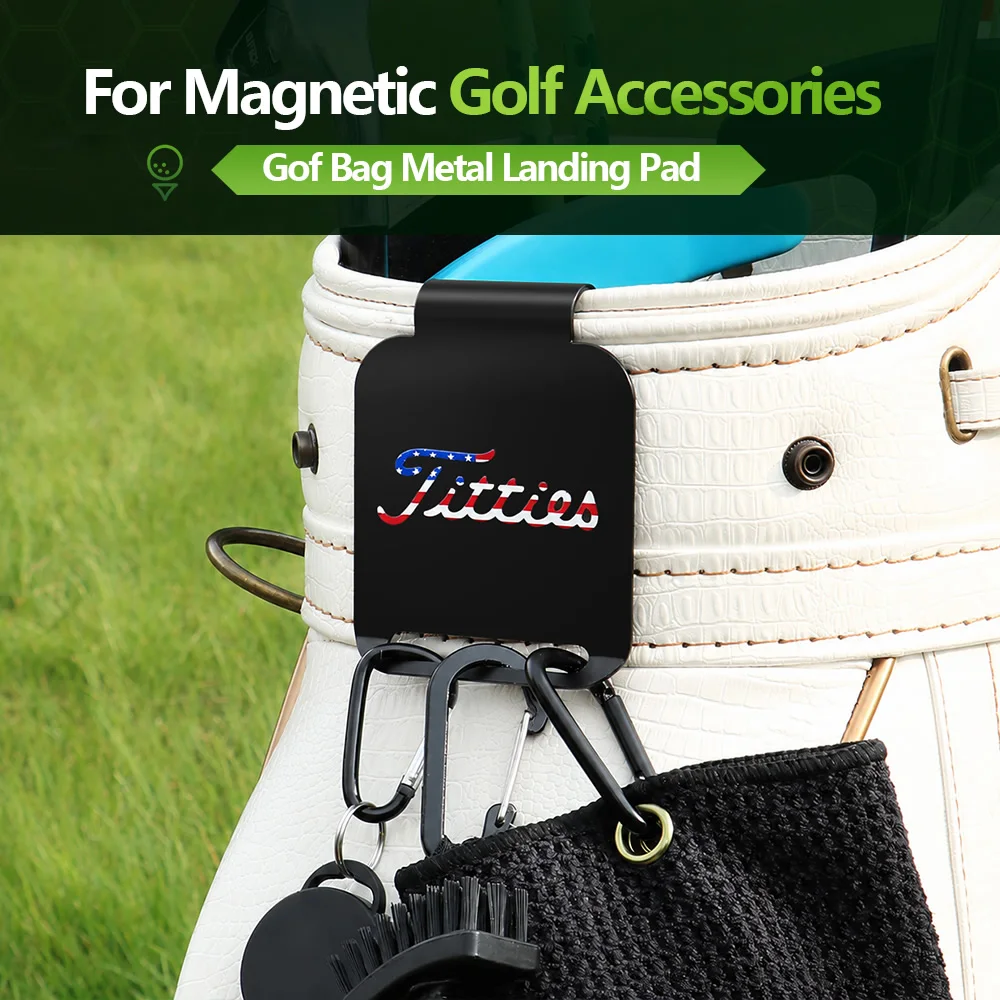 Metal Landing Pads, Matte Black Manganese Steel Golf Bag Landing Pad, Heavy Duty Strong Magnetic Clip On Base, Pattern Edition