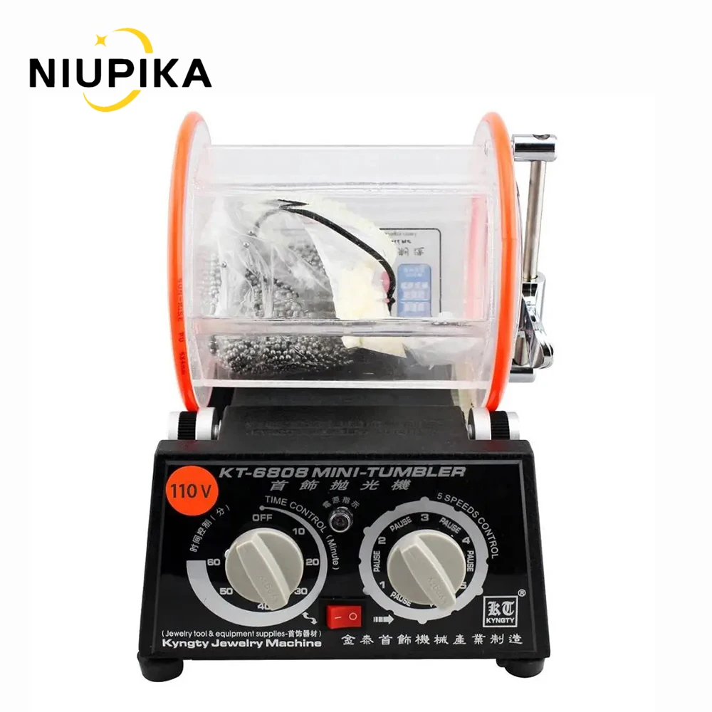 

NIUPIKA KT-6808 3KG Rotary Tumbler Polisher for Jewelry, Gems, Coins & Metal Finishing, DIY Mini Drum Machine